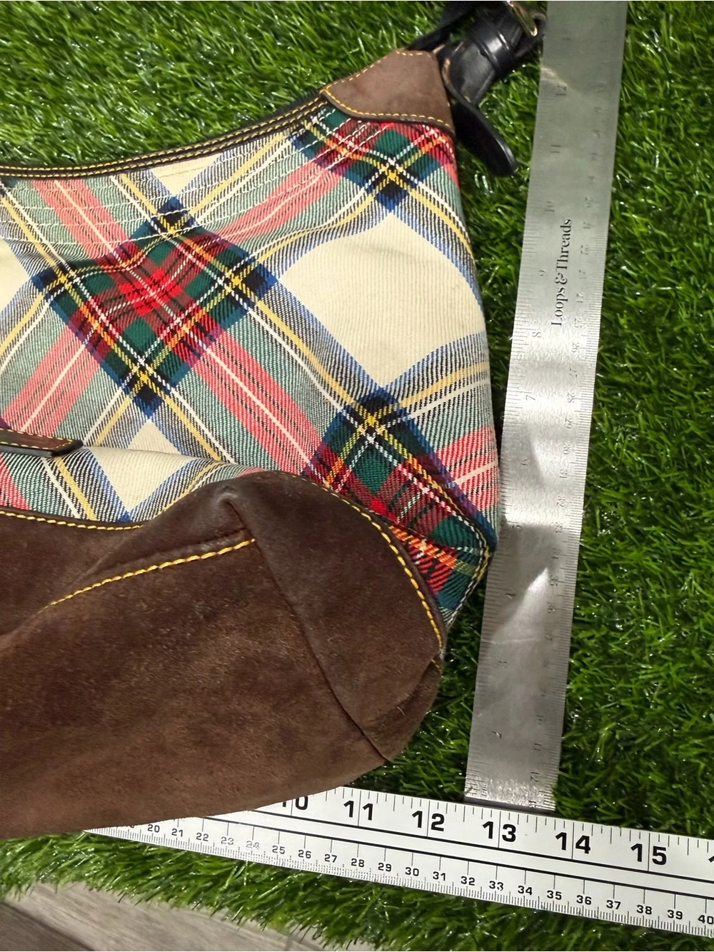 Dooney & Bourke Tartan Large Erica Hobo Shoulder Bag Cream/White Plaid Multi